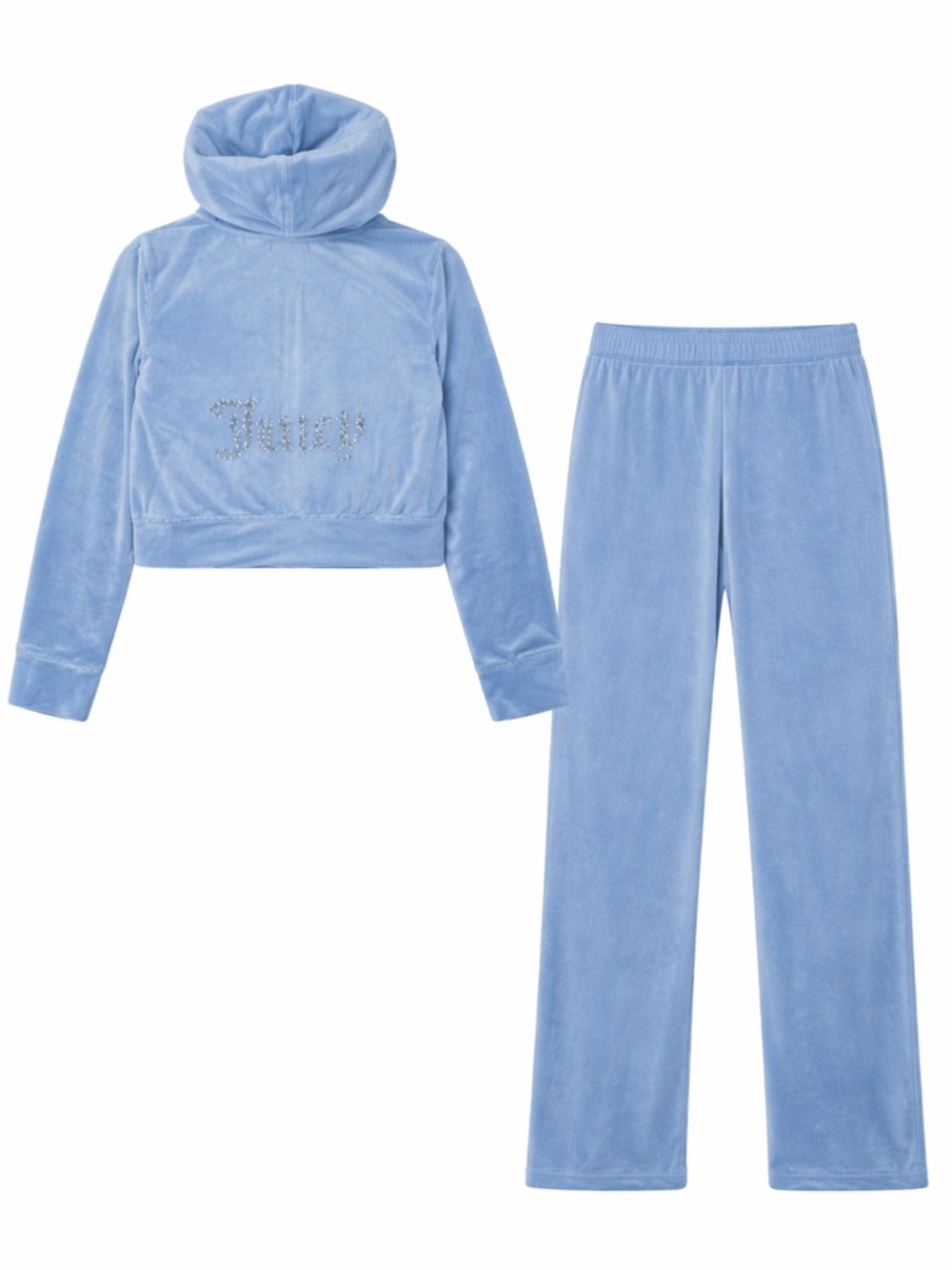 Juicy Couture Baby Blue Velour Tracksuit Set 💎 Rhinestone Logo • Size XL - Picture 2 of 5